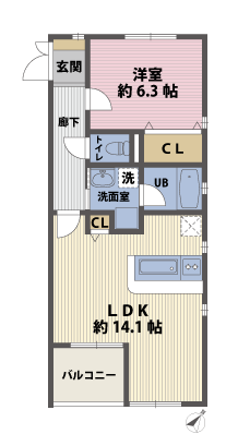 1LDKの間取図